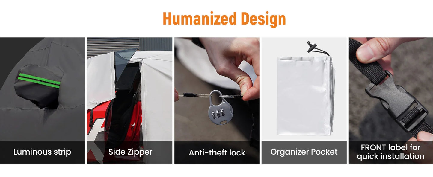 White Full Car Cover Waterproof Dustproof Outdoor Indoor Sedan Accessories