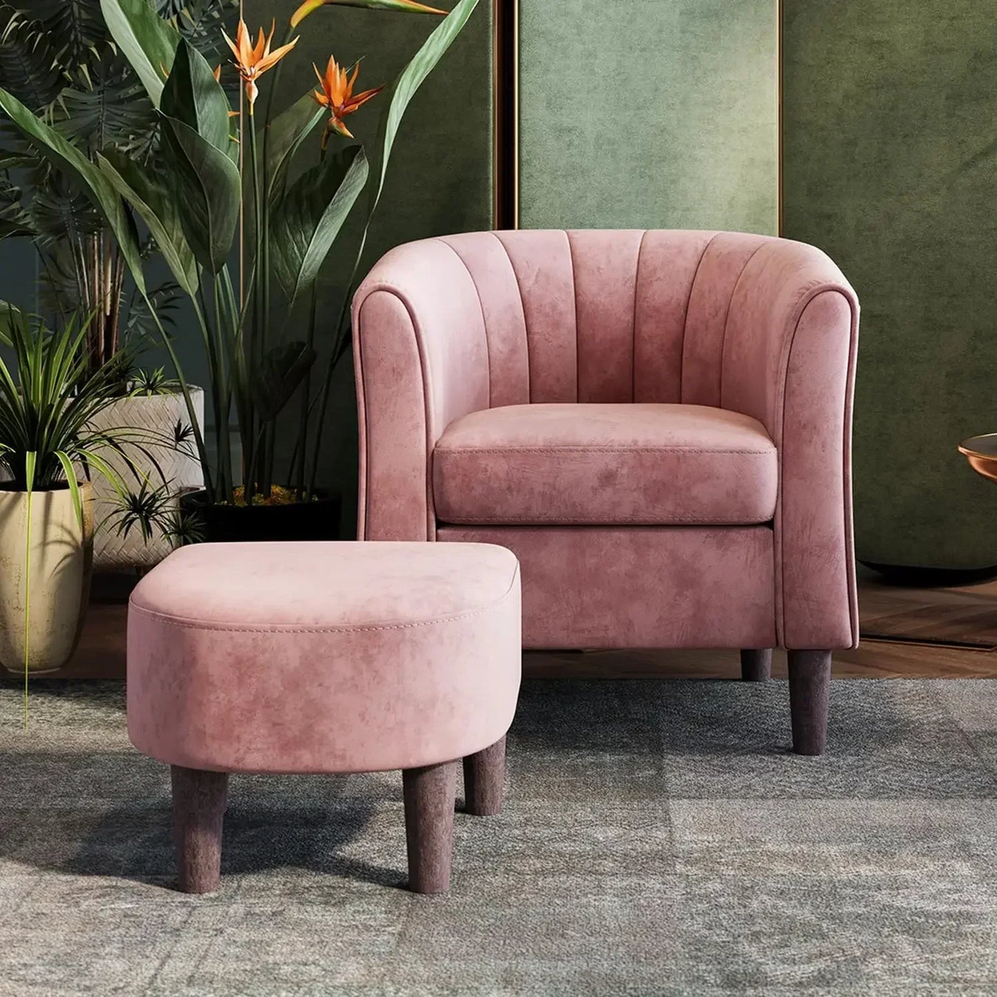 Ljustra Velvet Barrel Accent Chair Modern Comfy Reading Chair Living Room