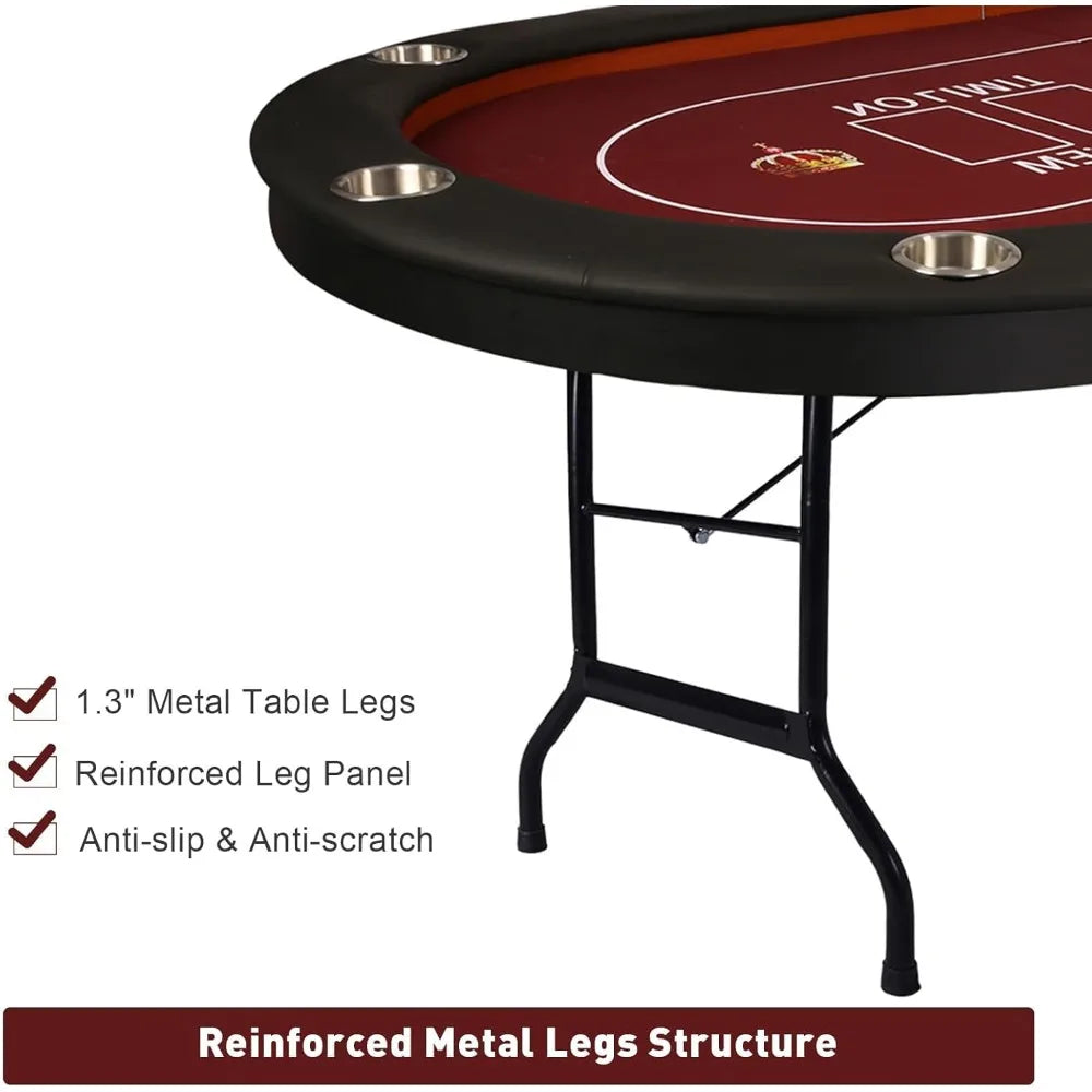 Upgrade Foldable Poker Table for 10 Players Large Casino Table