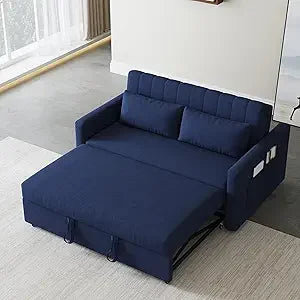 55 Inch Leather Sofa Bed Pull Out Sleeper Loveseat Couch Futon