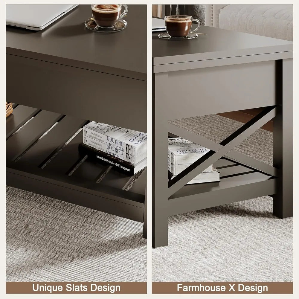 Multi-Function Coffee Table Lift Top Storage Dining Table Modern Style