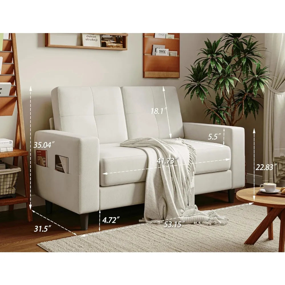 Ljustra Loveseat Sofa Small Spaces 53 Inch Compact Couch