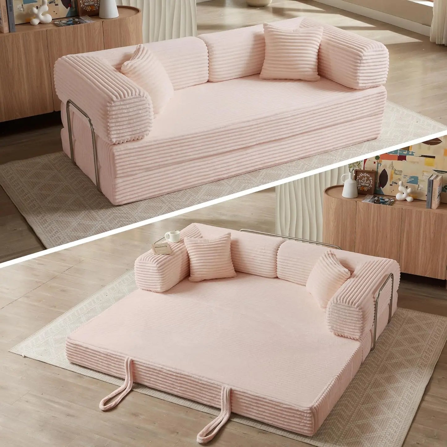 Ljustra 4-in-1 Sofa Bed Oversized Corduroy Sleeper Sofa Loveseat