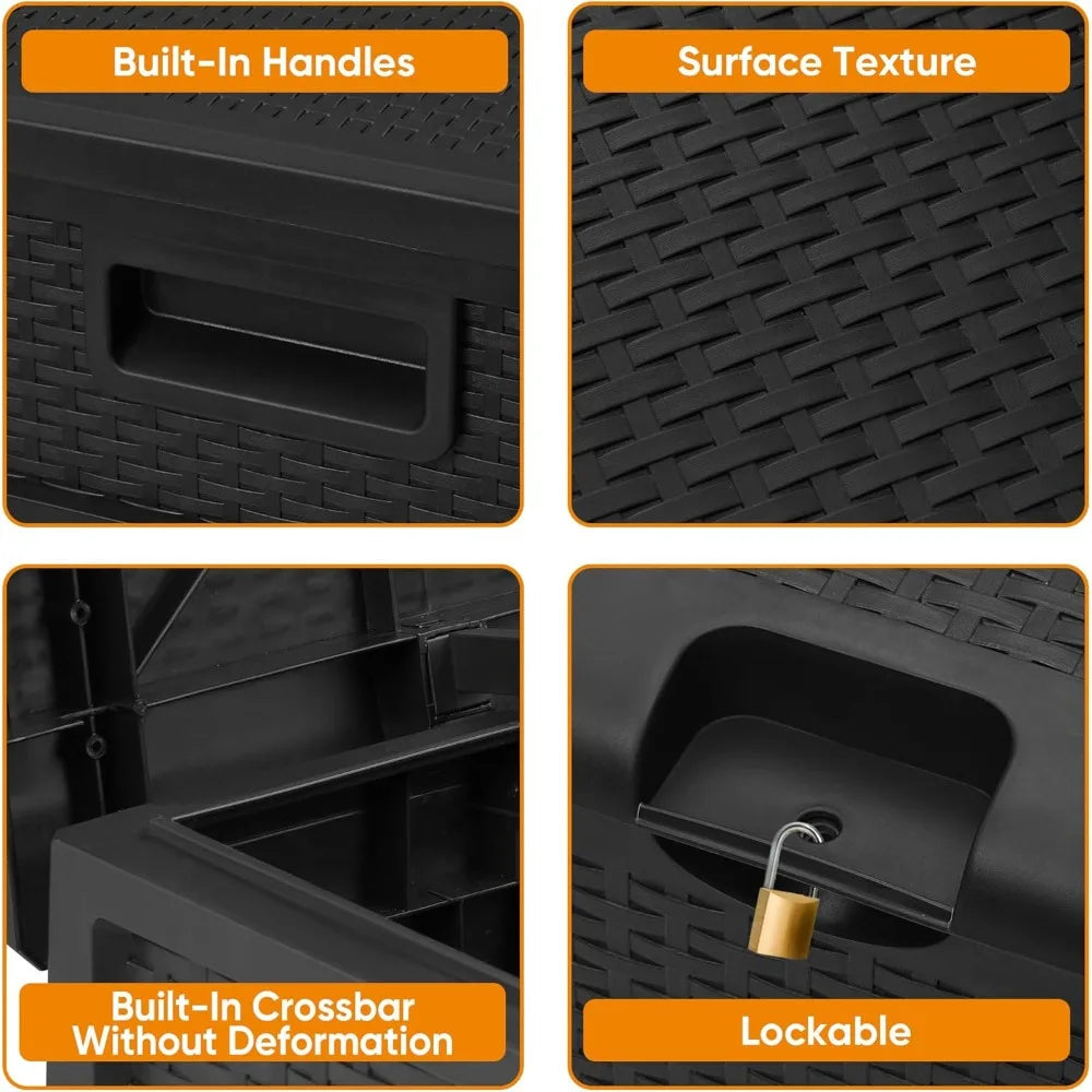 120 Gallon Resin Deck Box Weatherproof Outdoor Storage for Patio Garden