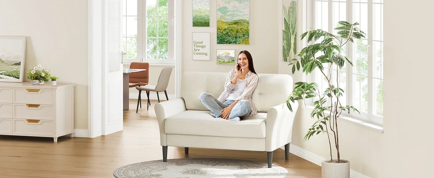 48 Inch Loveseat Sofa Soft Velvet Couch for Living Room Bedroom