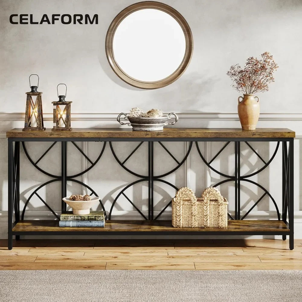 70.9 Inch Extra Long Sofa Table with Storage for Living Room Entryway