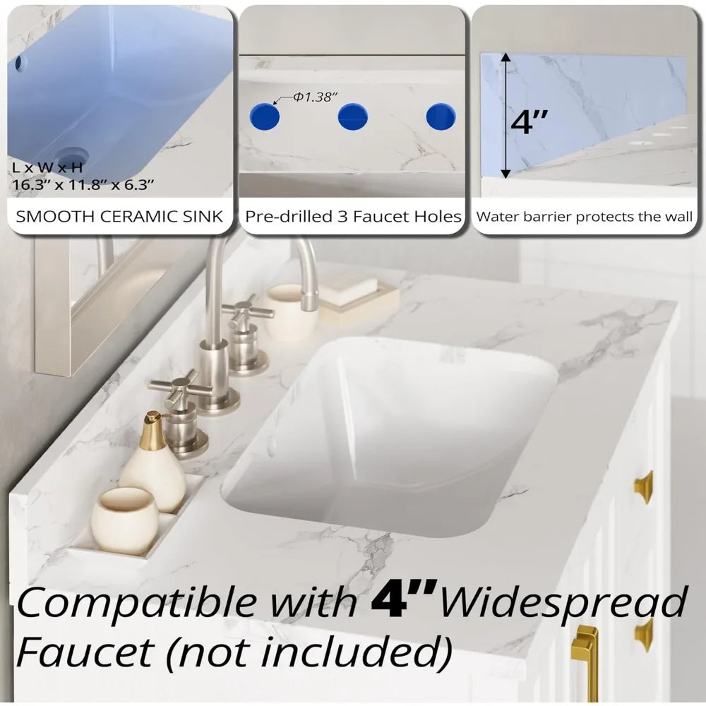 Modern Bathroom Vanity with Sink 30 Inch Storage Cabinet Easy Assembly