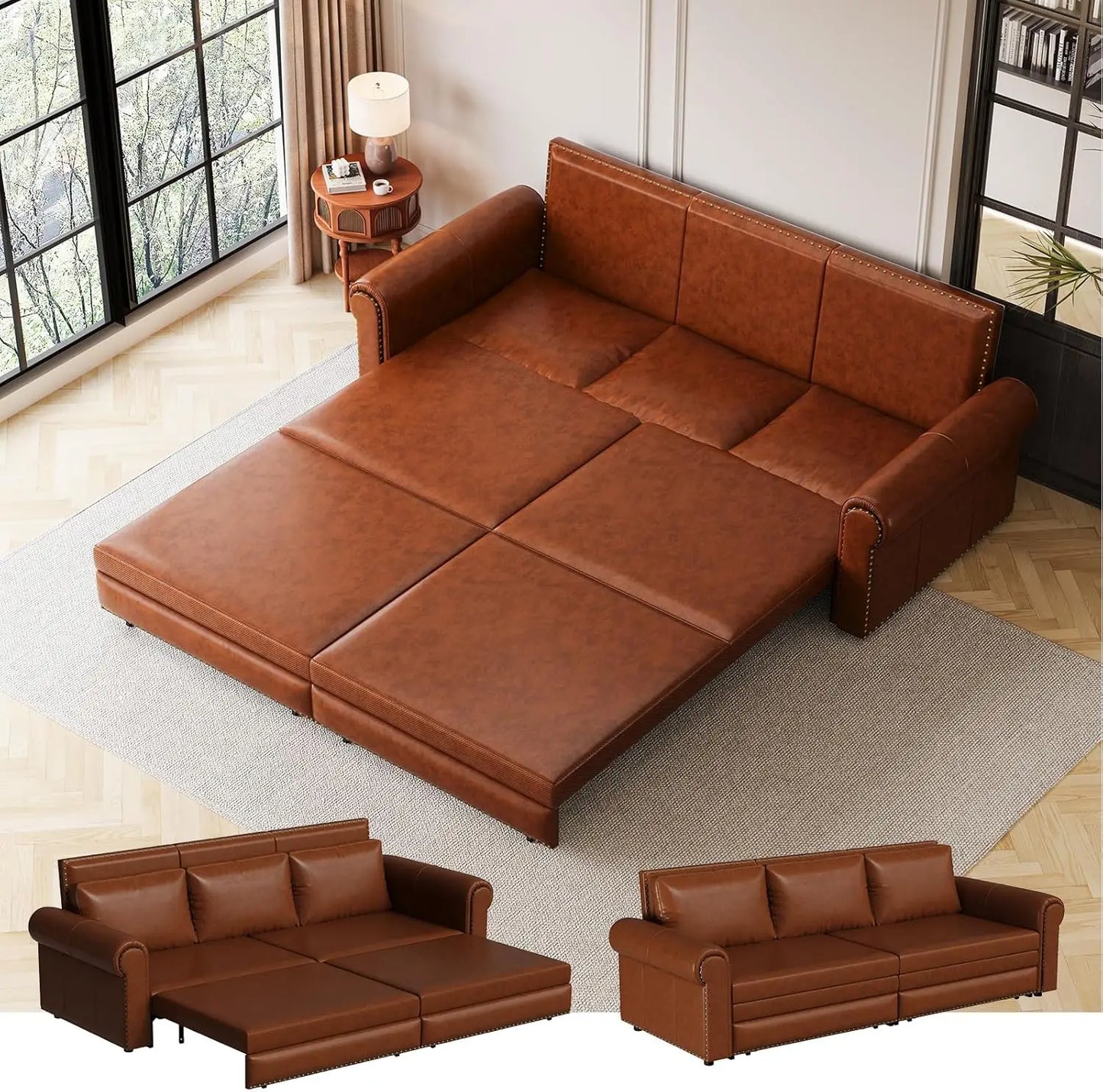 Ljustra 93 Inch King Pull Out Sofa Bed 3 in 1 Sleeper Couch
