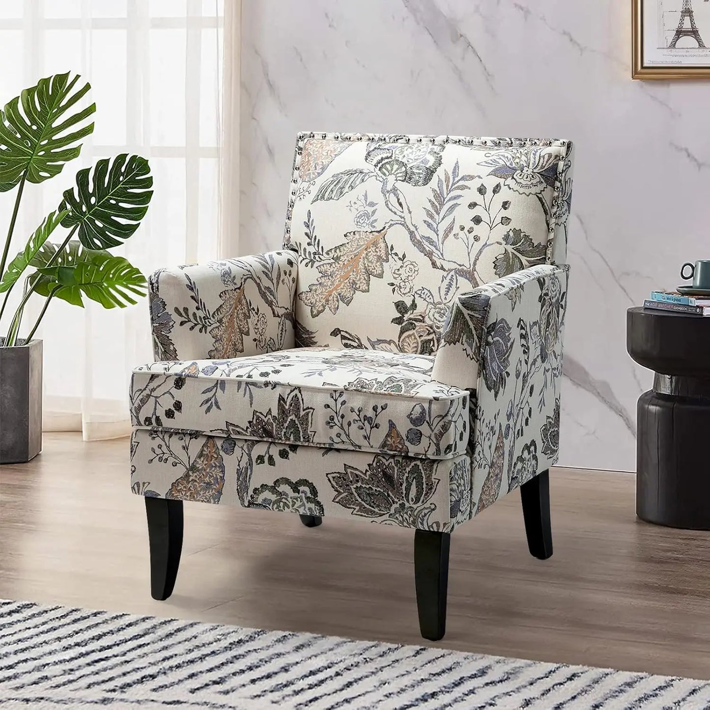 Modern Accent Chair High Back Padded Armrest Living Room Furniture