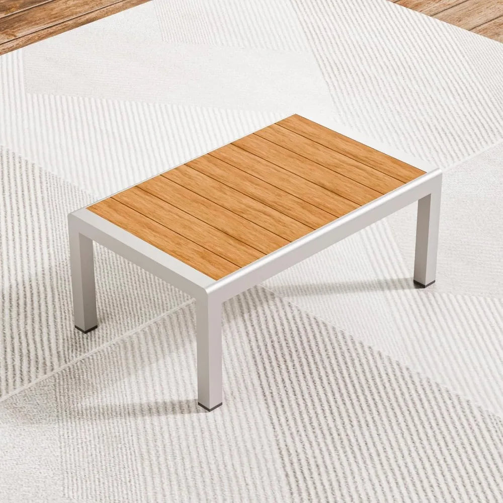 Aluminum Outdoor Coffee Table All-Weather Modern Patio Furniture
