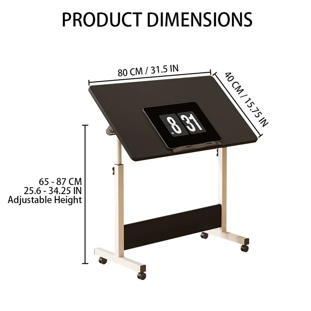 Small Standing Adjustable Height Mobile Desk with Wheels for Home Office