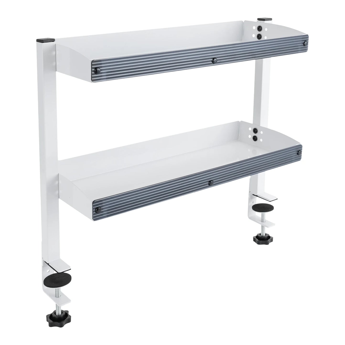 Clamp-on Desk Shelf 2-Tier Metal Organizer Above Under Table Storage