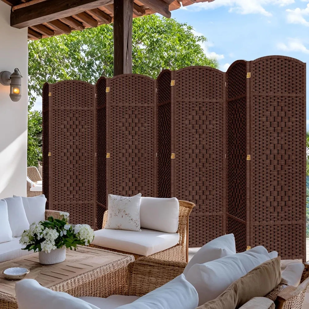 8 Panel Room Divider 6ft Tall Folding Privacy Screen 360° Rotation Wood