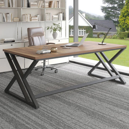 Rustic Large Computer Desk Extra Long Industrial Home Office Table