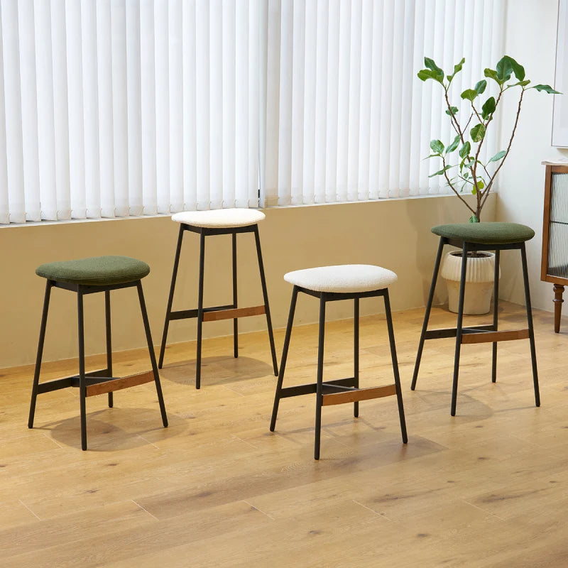 Modern Set of 2 Comfortable Stylish Bar Stools Backless Counter Height