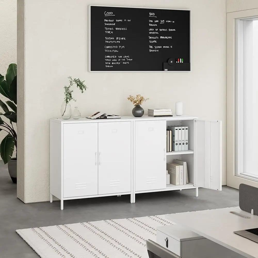 Metal Storage Cabinet 2 Door Steel Locker Sideboard Buffet Console Table