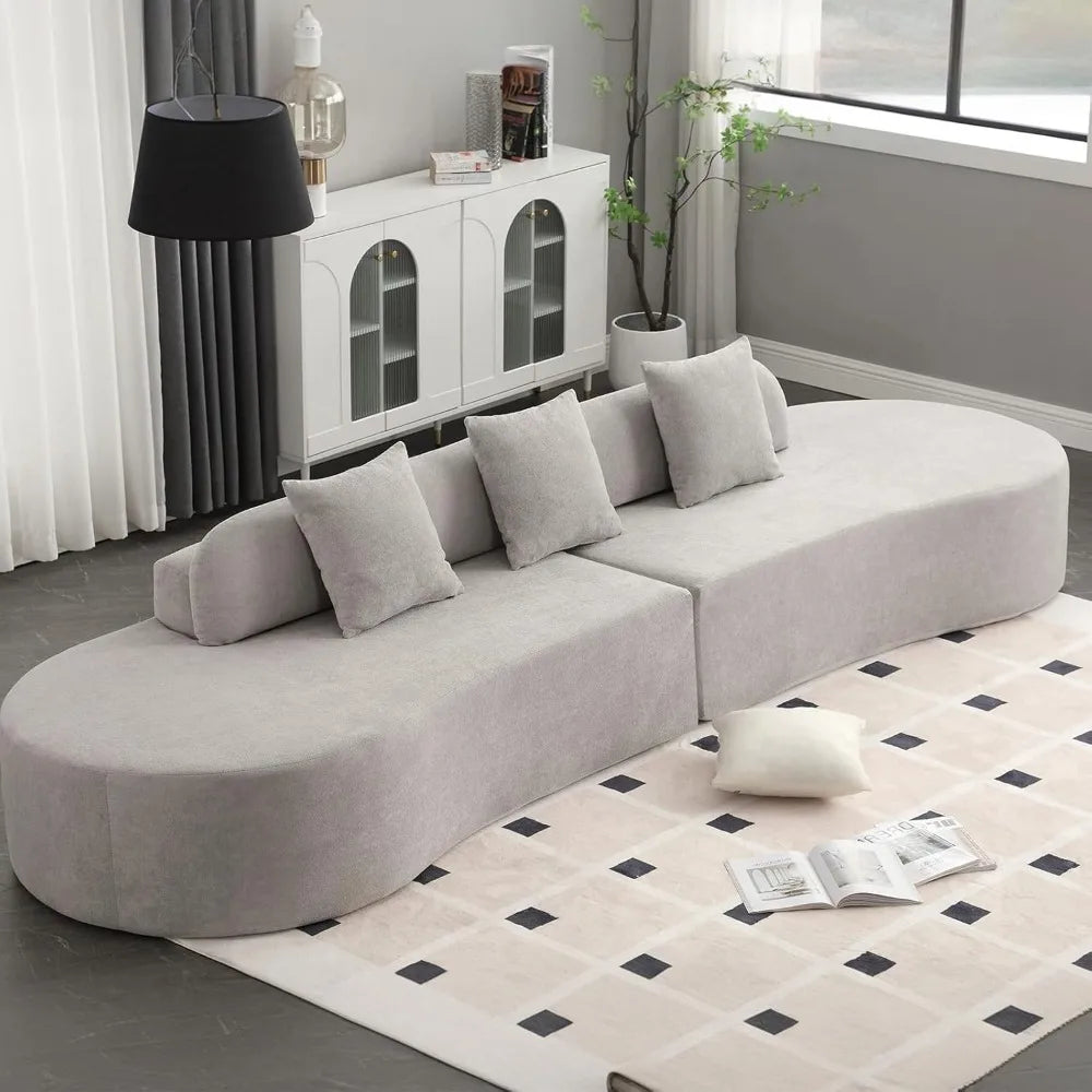 Luxurious Modern Sectional Sofa 4-Seater Living Room Couch with Pillows