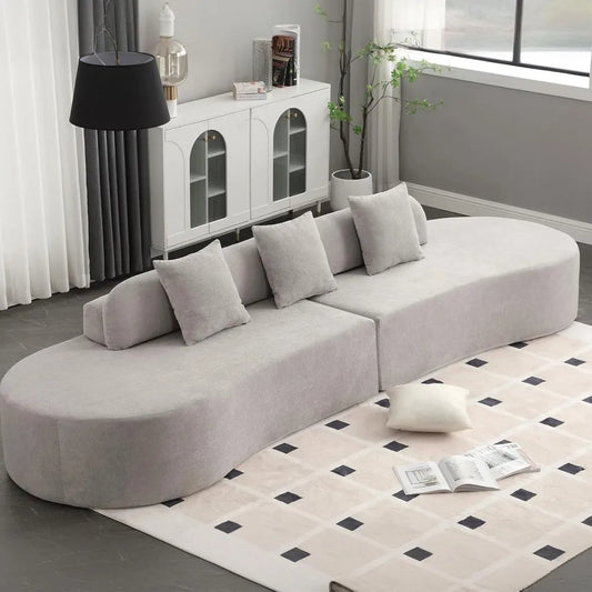Luxurious Modern Sectional Sofa 4-Seater Living Room Couch with Pillows