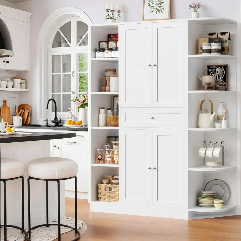 71 Inch Tall Pantry Cabinet Storage Buffet Sideboard with Drawer and Shelves