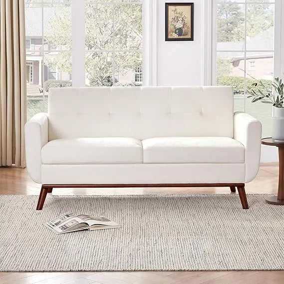 Mid Century Modern Loveseat Sofa Button Tufted Upholstered Couch