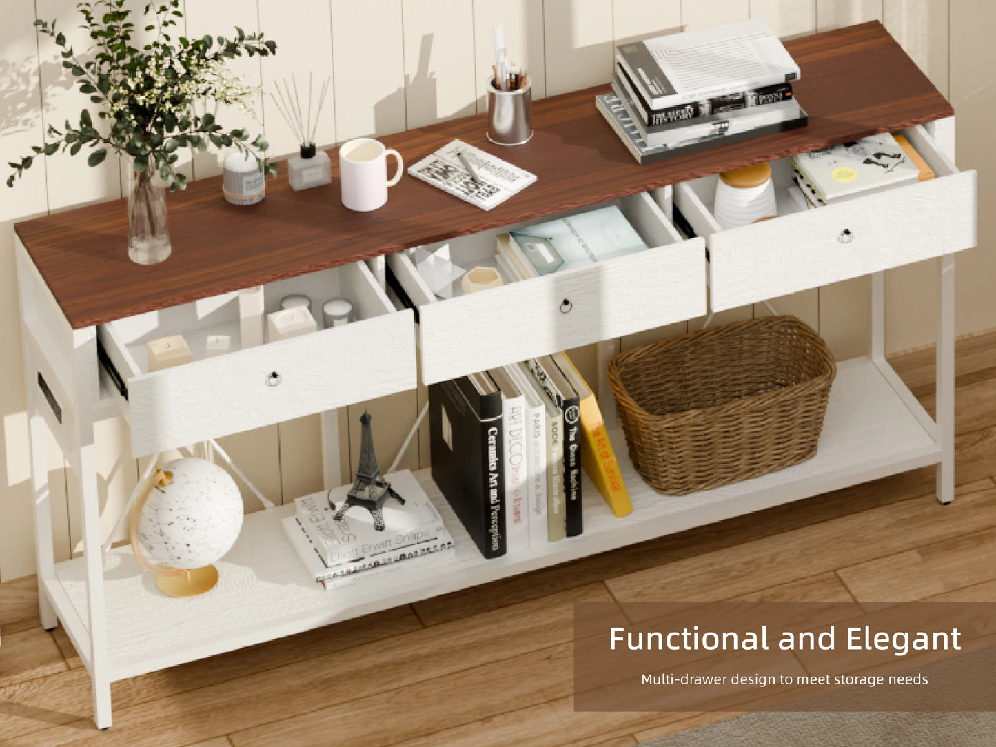 Redlife 67 Entryway Table with Charging Station Console Table for Living Room