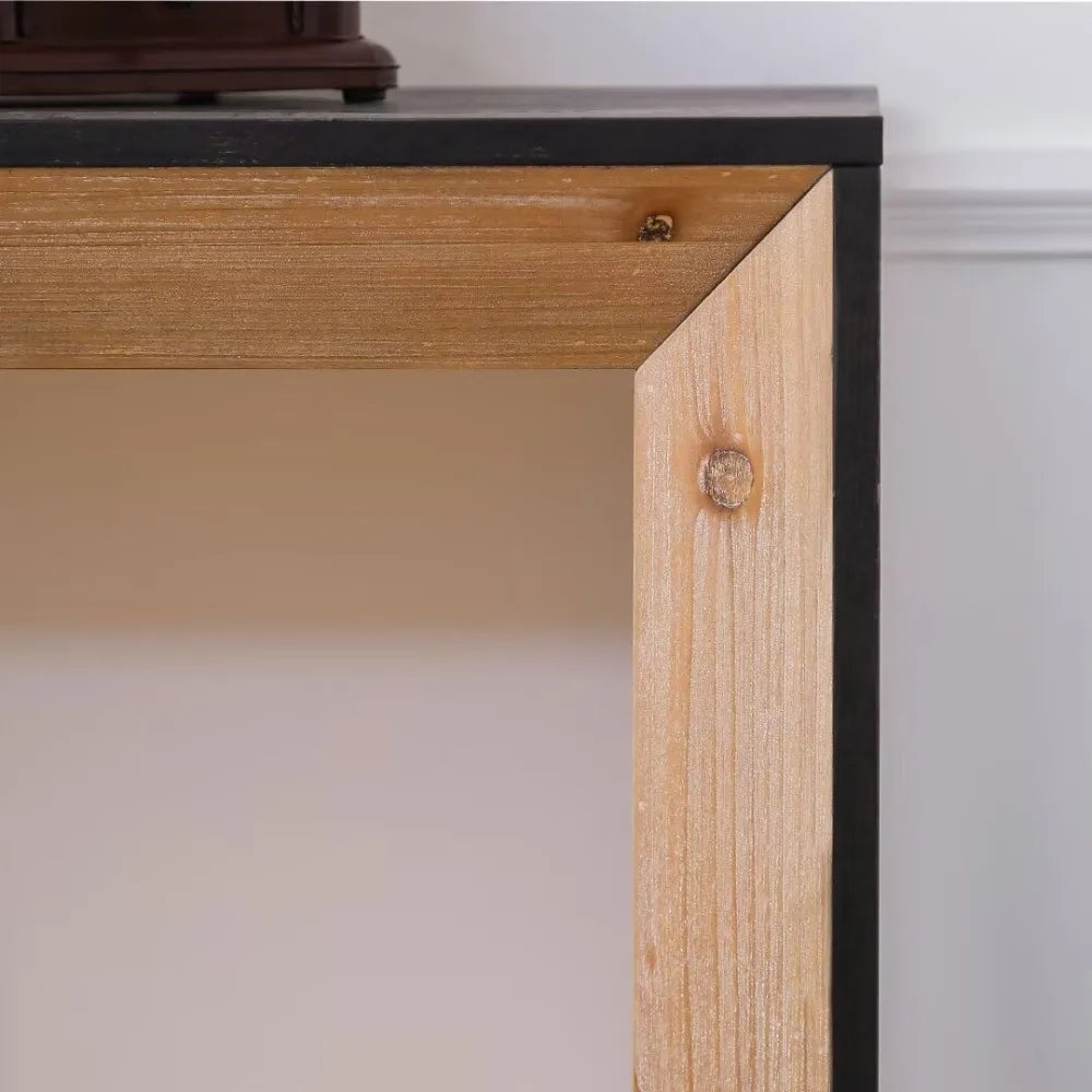 Black Natural Wooden Console Table Narrow Entryway Table Modern Design