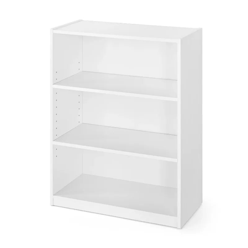 3-Shelf Bookcase Adjustable Shelves Solid Wood Living Room Bedroom