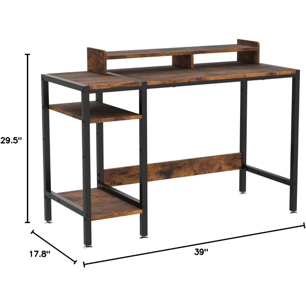 39 Inch Computer Desk Gaming Table with Storage Modern Home Office