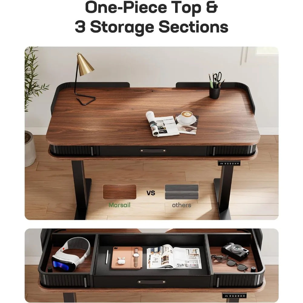 Ljustra Standing Desk Adjustable 55x28 Inches Home Office Desk with Drawers