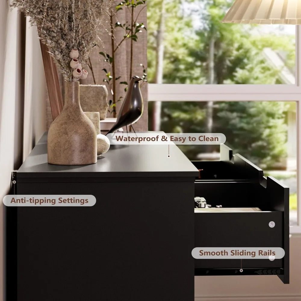 Modern 6 Drawer Black Dresser Minimalist Furniture Storage Solution