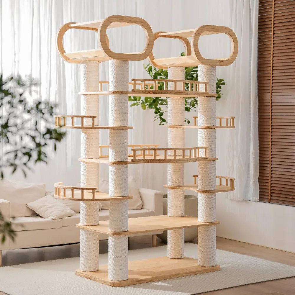 Large Modern Cat Tree 77 Inch Multi-Level Indoor Cat Tower Furniture