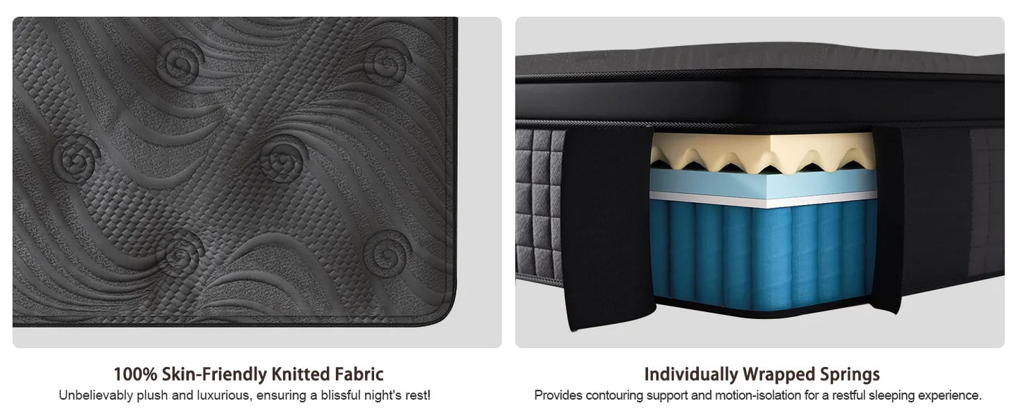 Ljustra 14 Inch Queen Hybrid Mattress Gel Memory Foam Pocket Innerspring