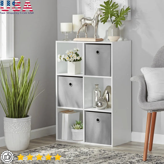 Stylish 6 Cube Storage Organizer Bookcase Vertical Horizontal Use