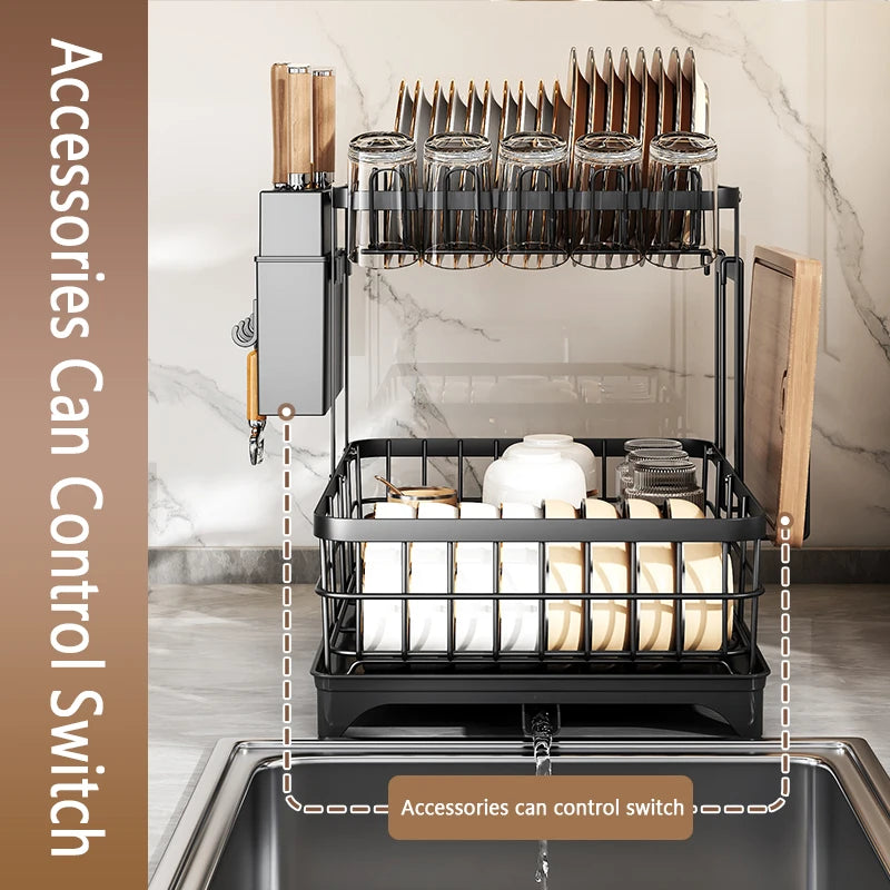1 Or 2-Tier Space-Saving Kitchen Dish Drying Rack Multifunctional