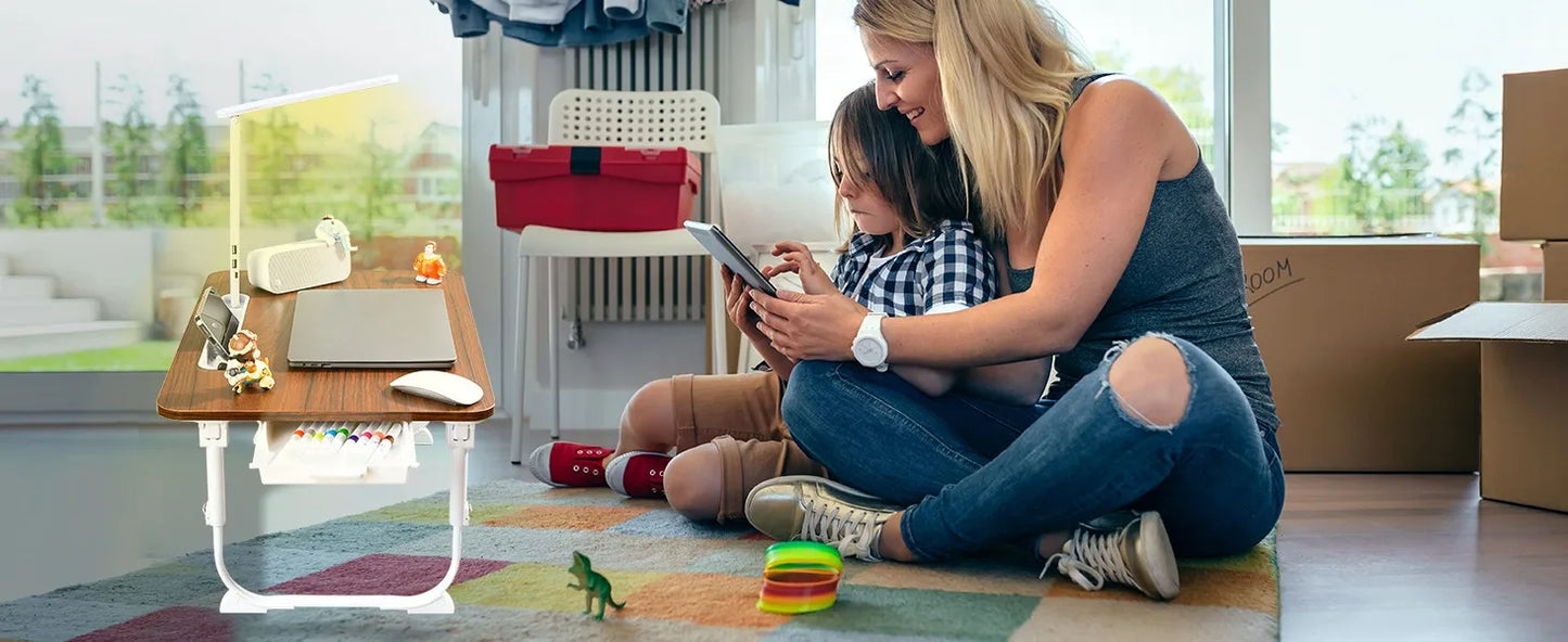 Laptop Desk for Bed Adjustable Lap Desk with LED Light Storage Drawer