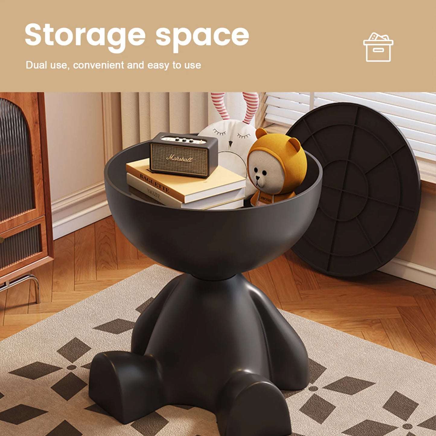 Ljustra Modern Round Matte Coffee Table Small Storage Stool for Living Room