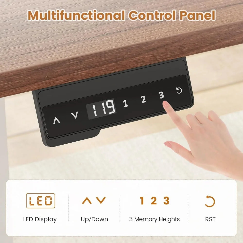 Farmhouse L Shaped Standing Desk 55 Inch Adjustable Corner Office Desk