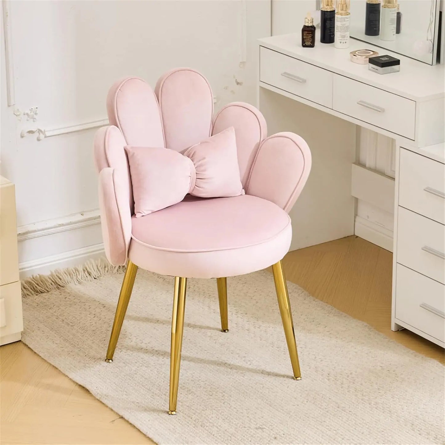 Petal Makeup Vanity Chair Cute Girls Desk Chair Modern Accent Chair