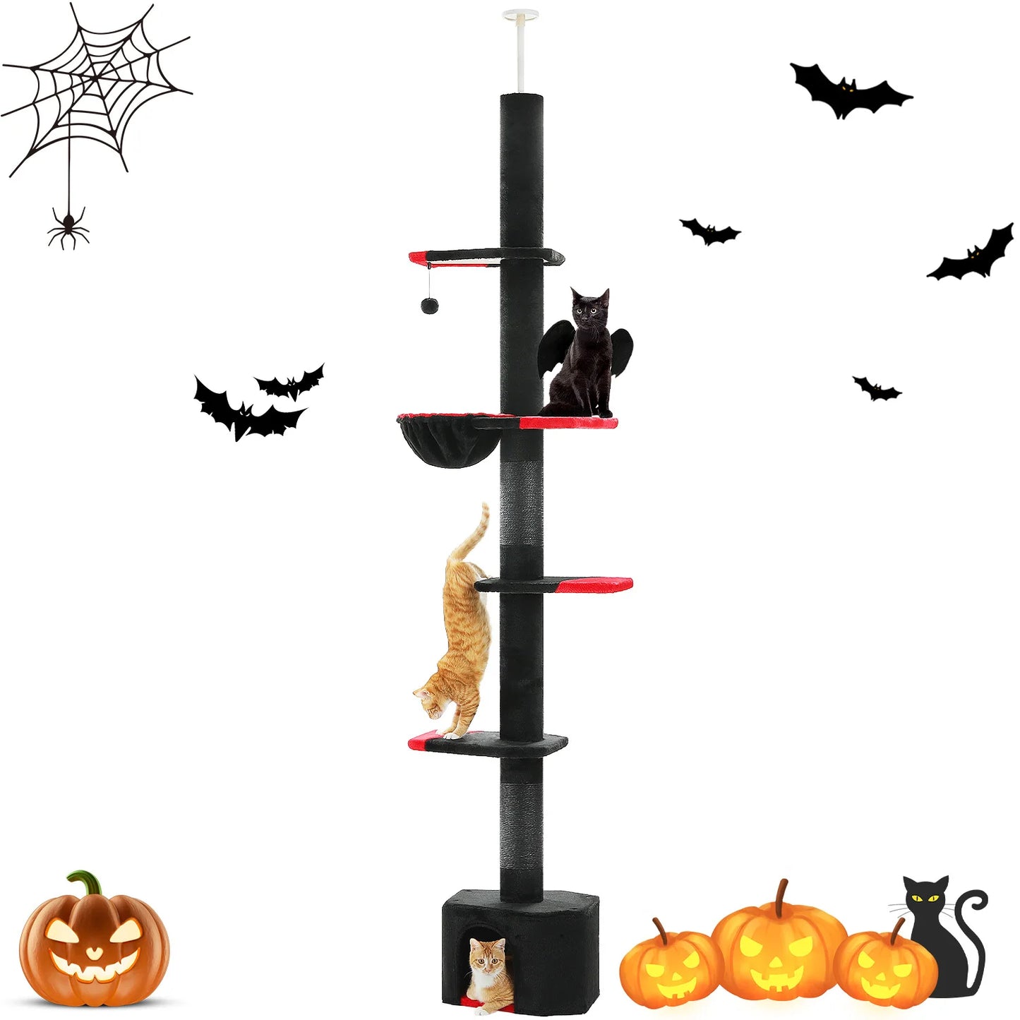 5-Tier Cat Tree Tower Indoor Climbing Scratching Post Hammock