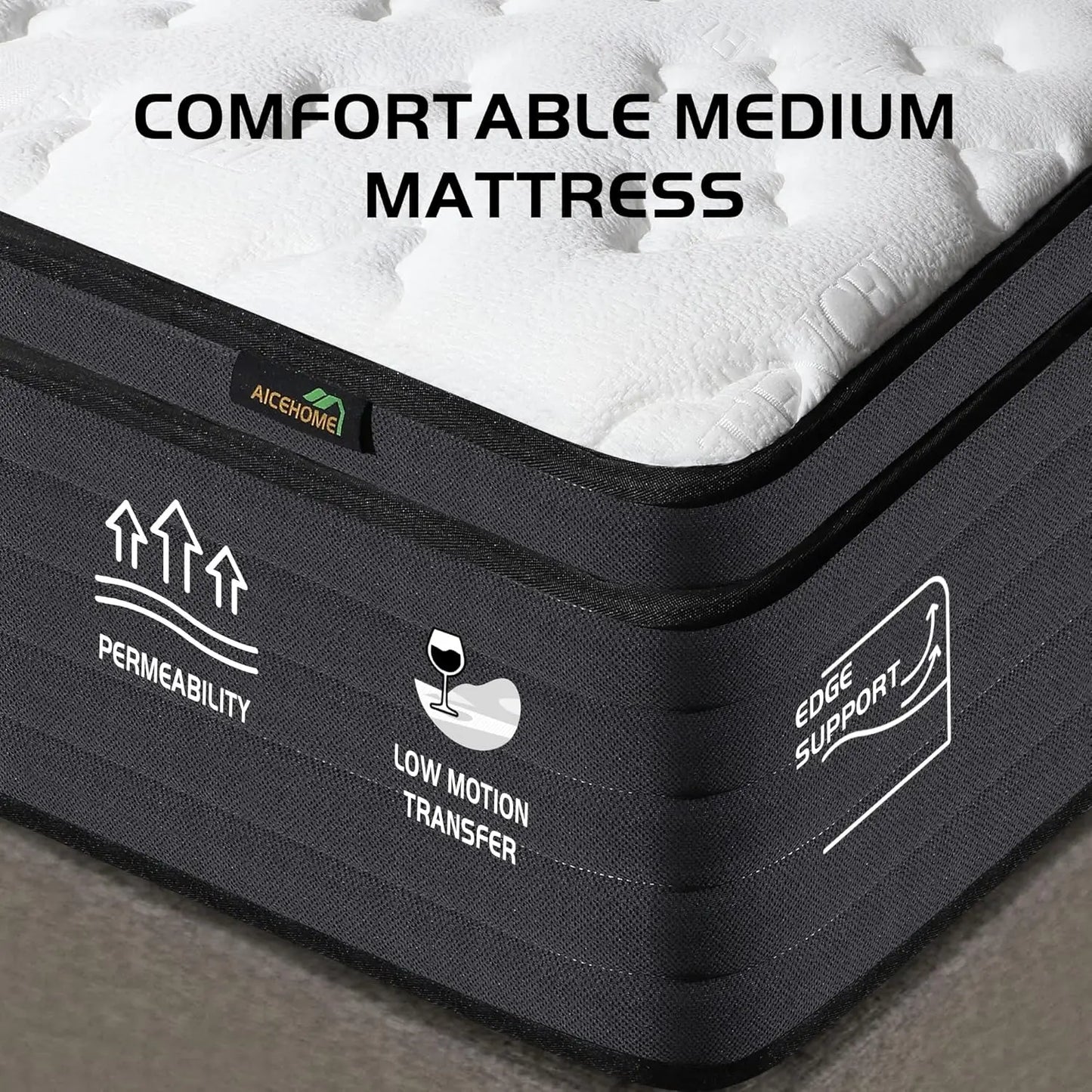 Ljustra Queen Mattress 12 Inch Pocket Springs Gel Memory Foam Hybrid