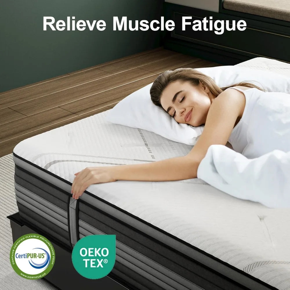 Ljustra Hybrid Mattress Queen Size 14 Inch Memory Foam Pocket Coils