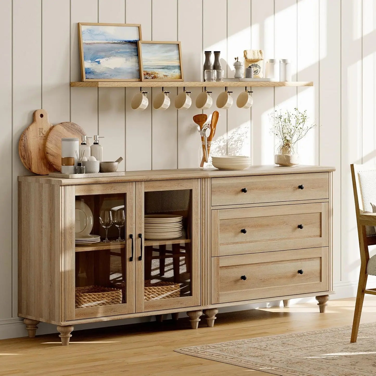 Ljustra Sideboard Cabinet Bar Hutch Modern Farmhouse Buffet Storage
