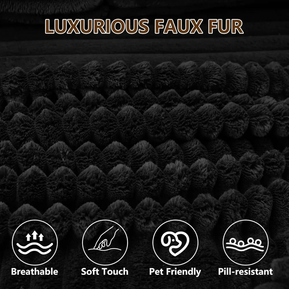 Black Corduroy Modular Sectional Couch Fluffy Cloud Living Room Sofa