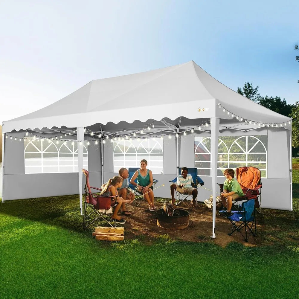10x20 Pop Up Canopy Tent Waterproof Easy Setup with Sidewalls Sandbags