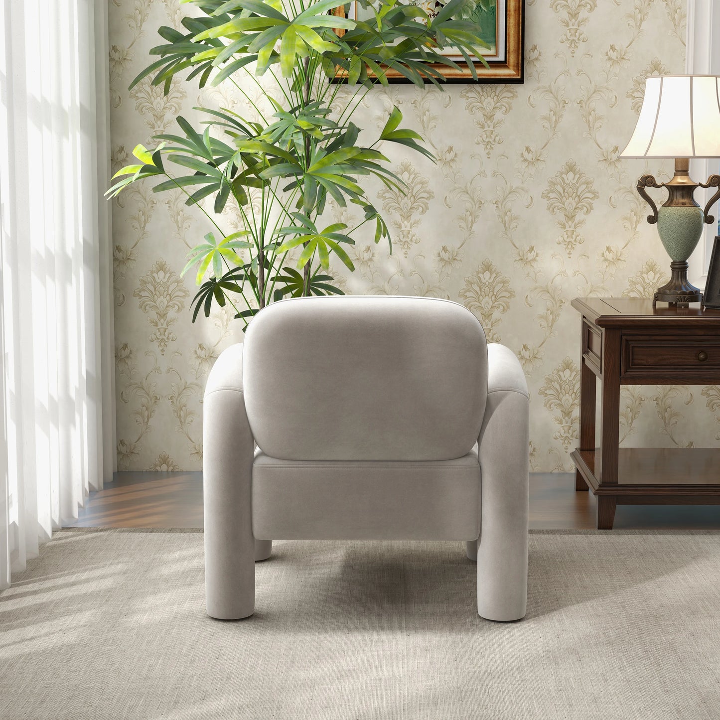 SEYNAR Mid-Century Modern Accent Chair Velvet Upholstered Living Room