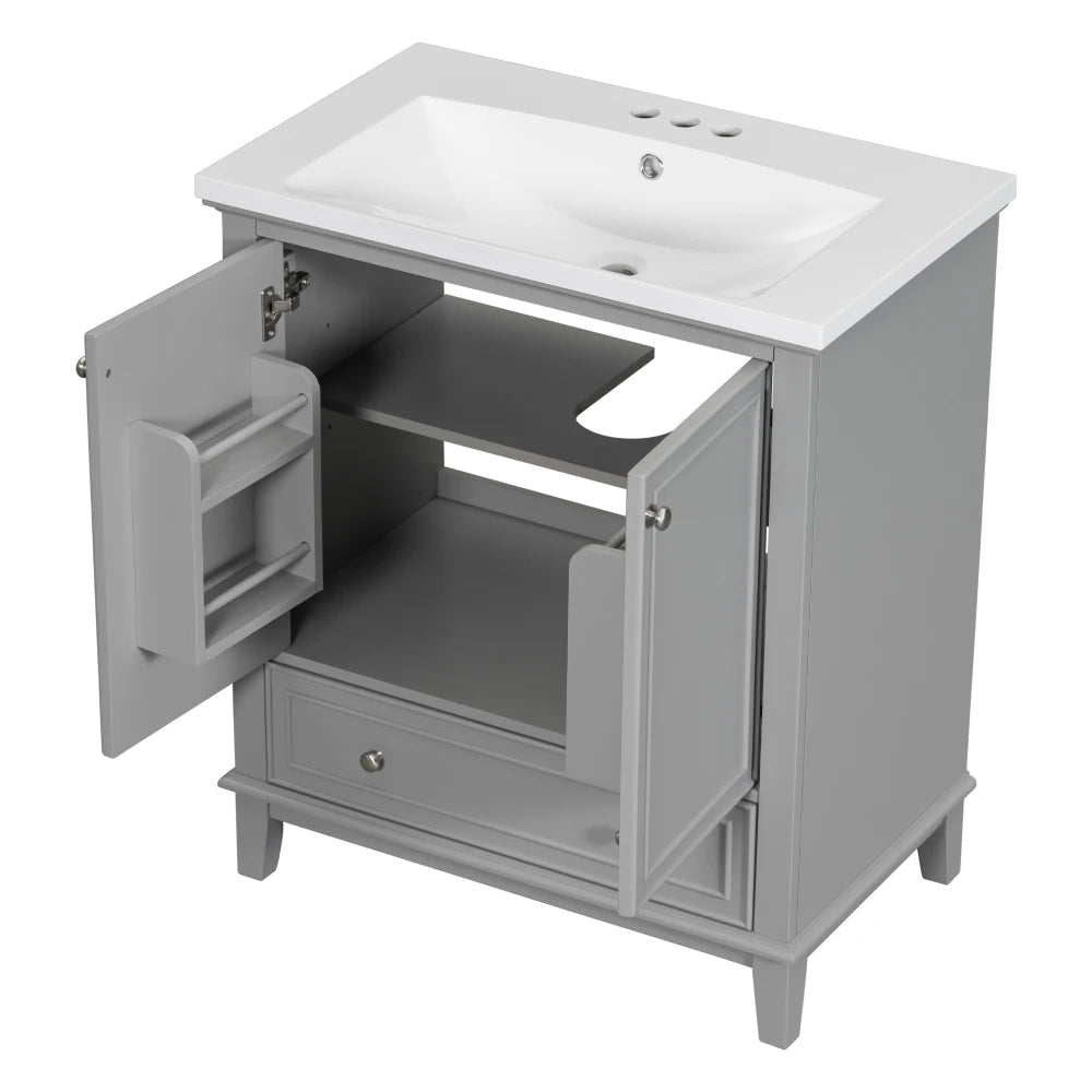 30 Bathroom Vanity Sink Combo Solid Wood MDF Cabinet Storage Modern