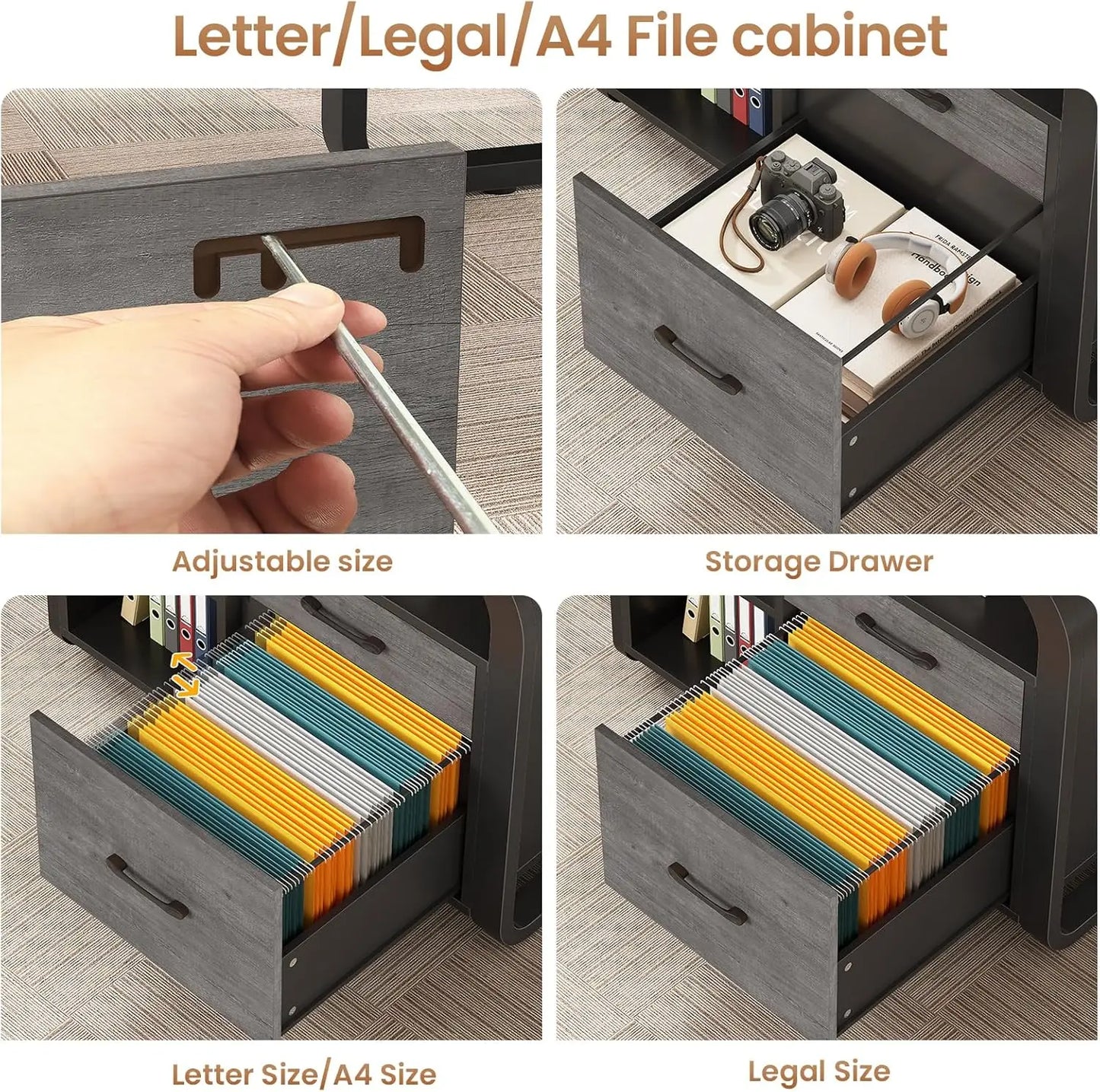 L Shaped Executive Desk with Drawers and Mobile CPU Stand for Home Office