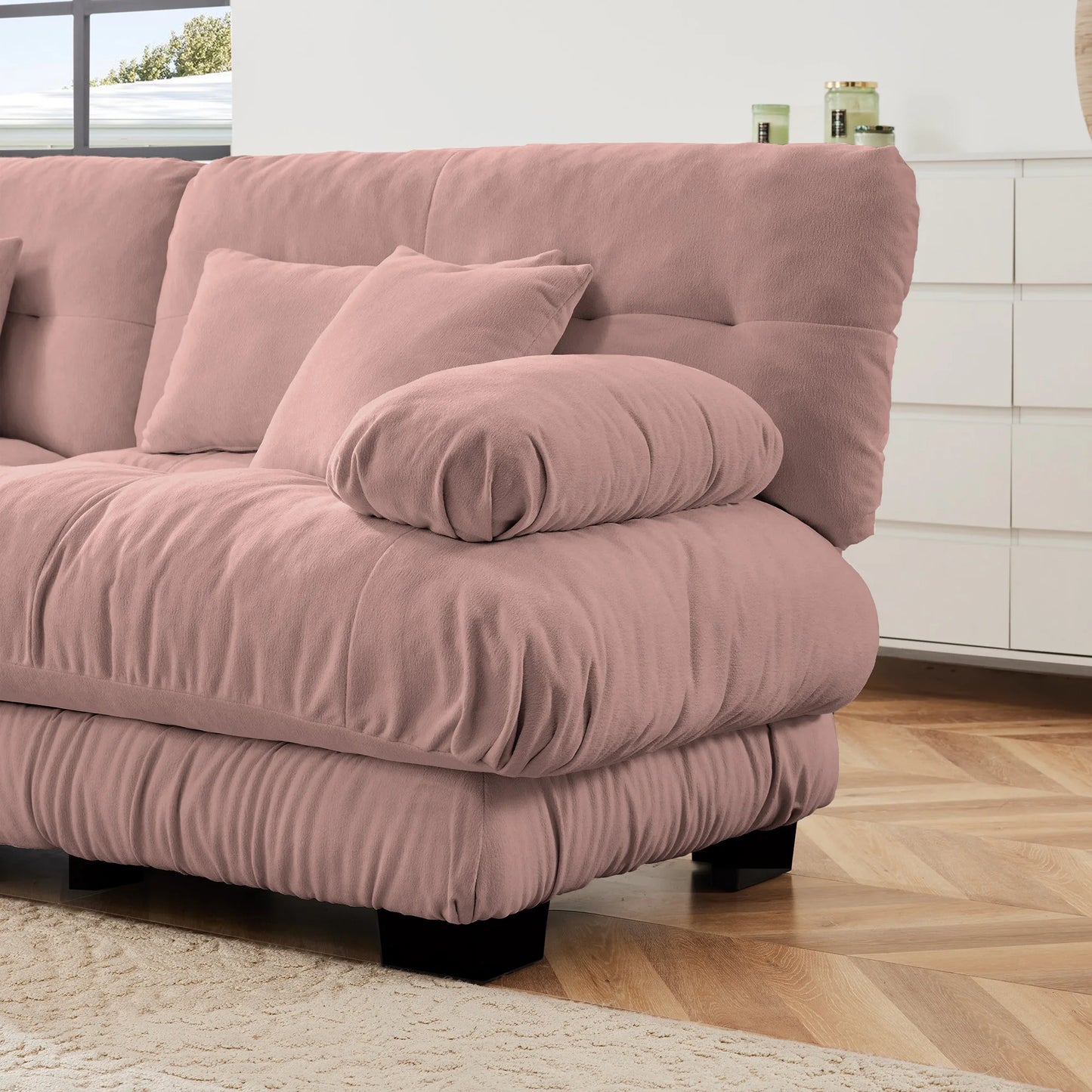 Premium 3 Seat Modular Sectional Sofa Deep Seat Chenille Couch