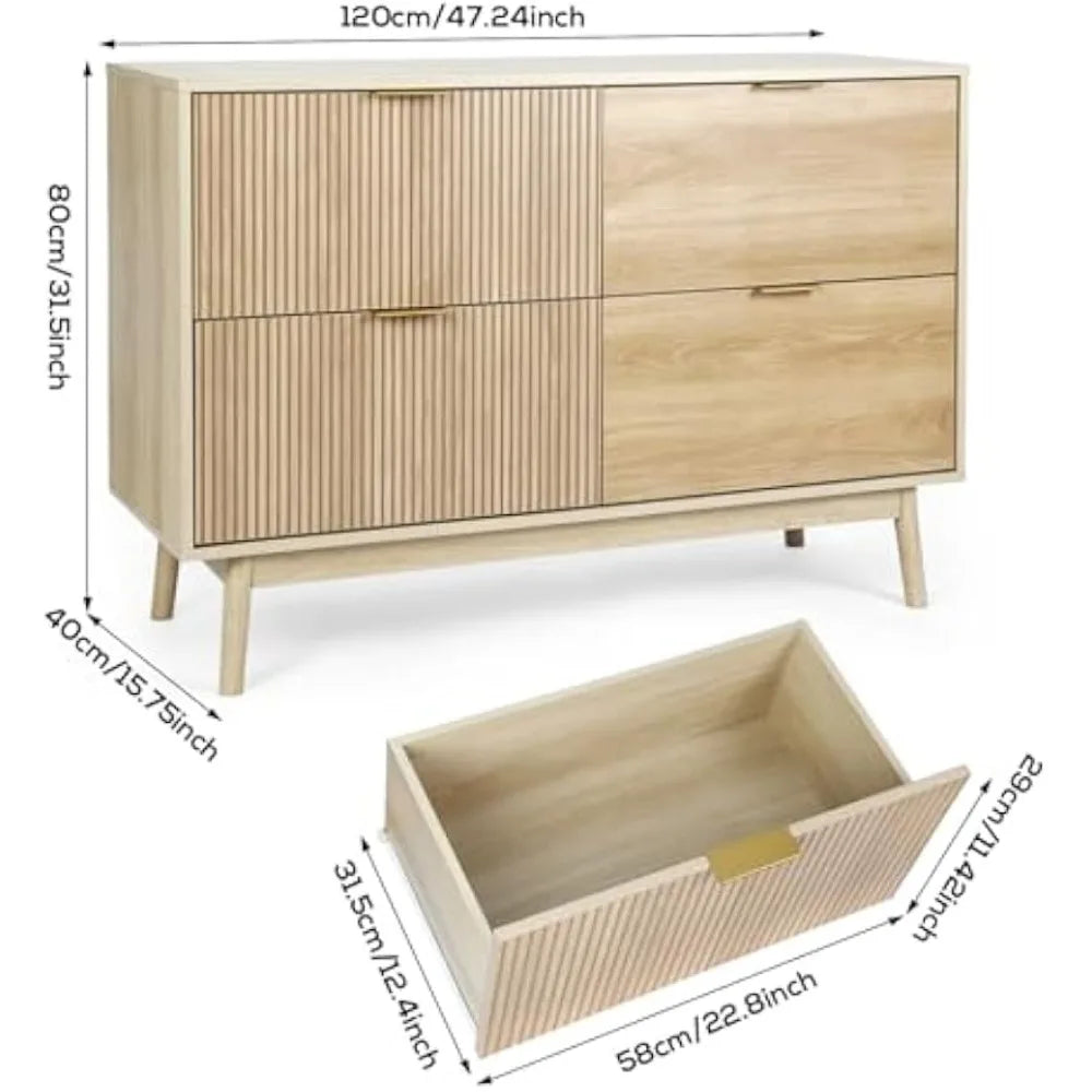 Modern 4 Drawer Dresser Farmhouse Storage Chest for Bedroom Living Room