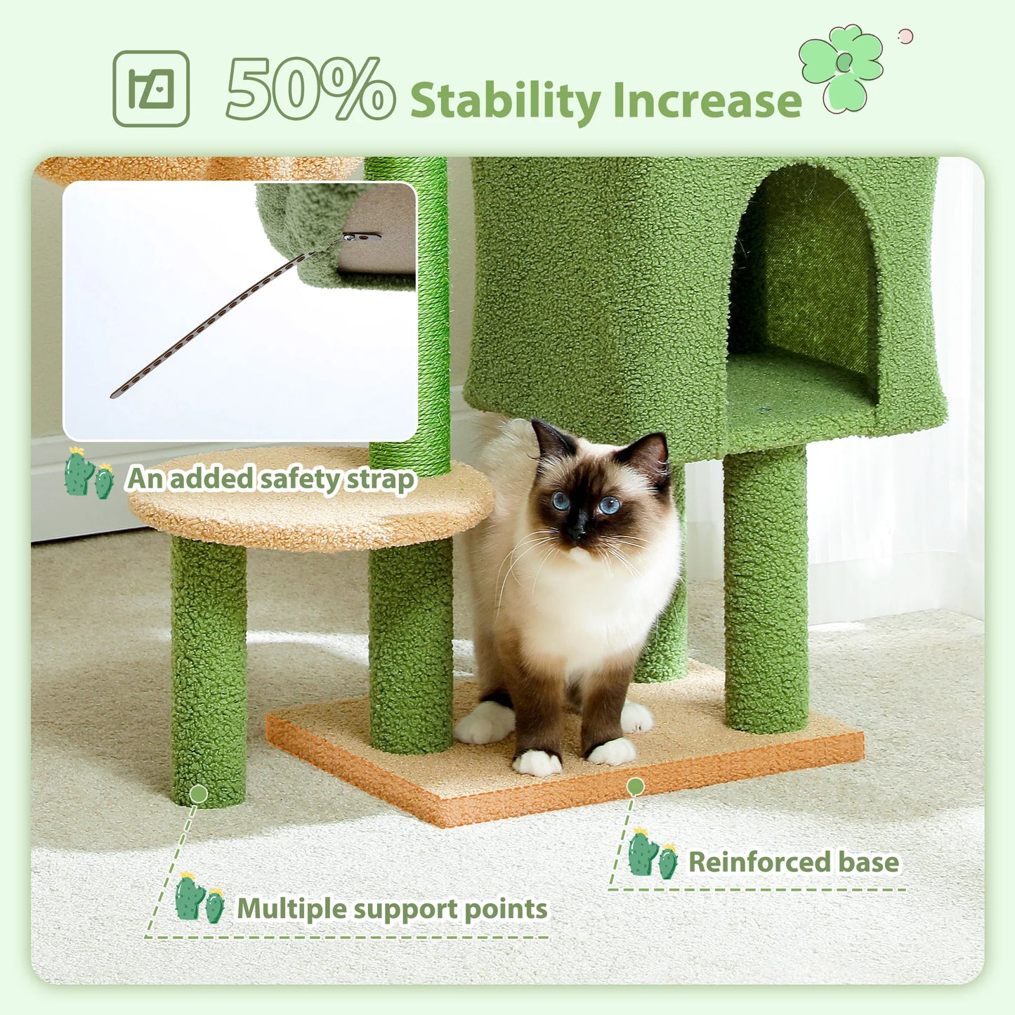 Stable Cat Tree Tower with Scratching Post Hammock Condo for Cats